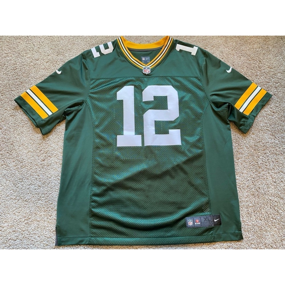 NFL Jersey Aaron Rogers 12 Green Bay Packers XL WI Sewn Letter Nike Football s18